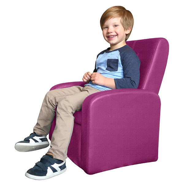 Kids Pink Comfy Upholstered Recliner Chair Ottoman w/ Storage