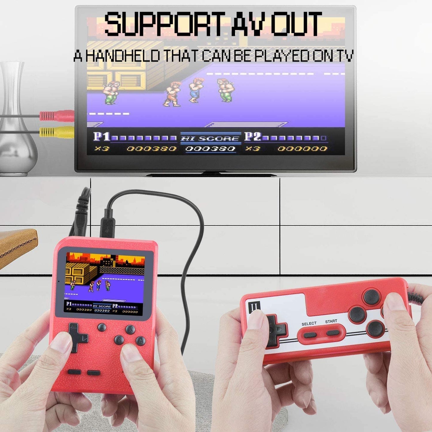 Game Boy-Style Portable Game Pad - 400 Games Included - 2 Players