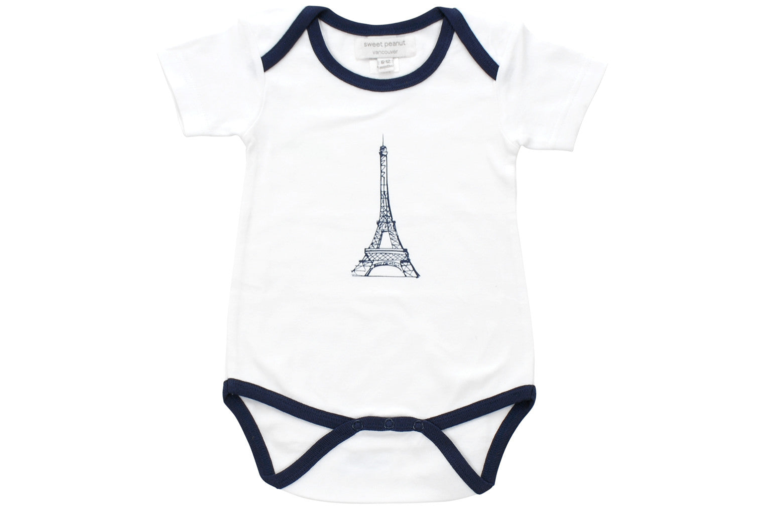 The iconic Eiffel Tower! This sweet French onesie is a wardrobe staple and sure to be on the top of your baby essentials checklist. Its long seat and three snap closure is long enough to accommodate cloth diapers and its ultra soft organic cotton is what you want against your baby’s sensitive skin. Pair with a Bib or Swaddle from our London Paris New York line for a cute and sophisticated gift. Paris!