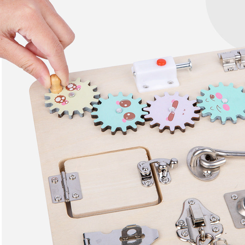 Wooden Colorful Busy Board Early Educational Toy