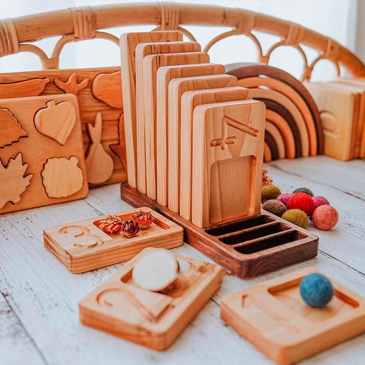 Wooden Montessori Counting Number Trays
