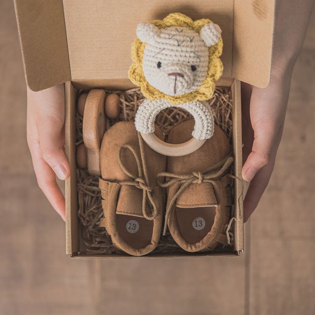 Hello World Newborn Baby Animal Rattle Gift Box