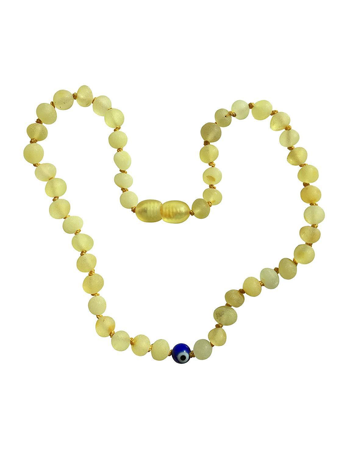 Yellow Amber + Evil Eye Big Kid Protection Necklace