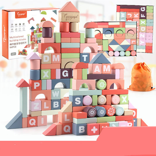 Multicolor Wooden Alphabet Building Blocks