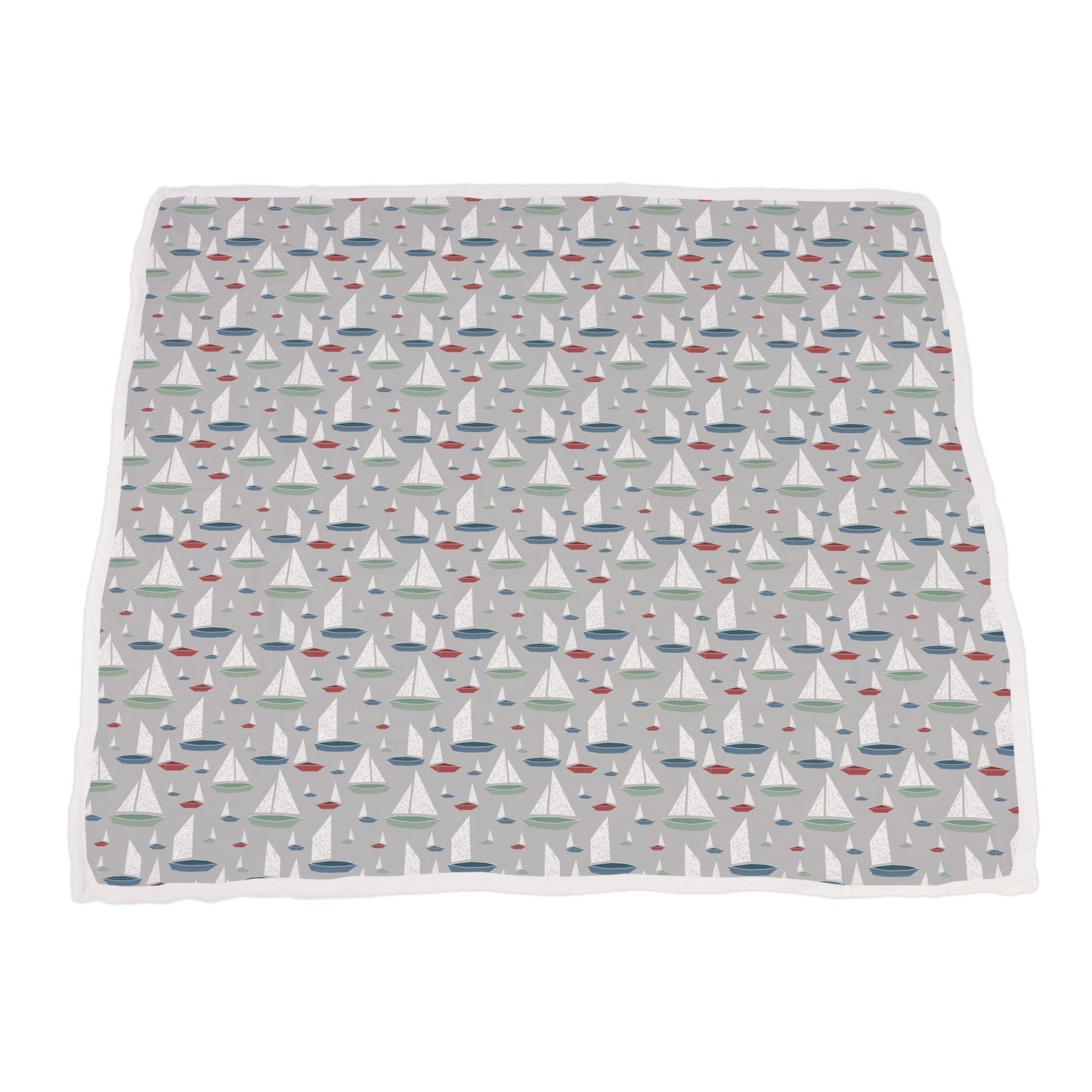 Marina Sailboats and Ocean Palm Trees Reversible Bamboo Blanket