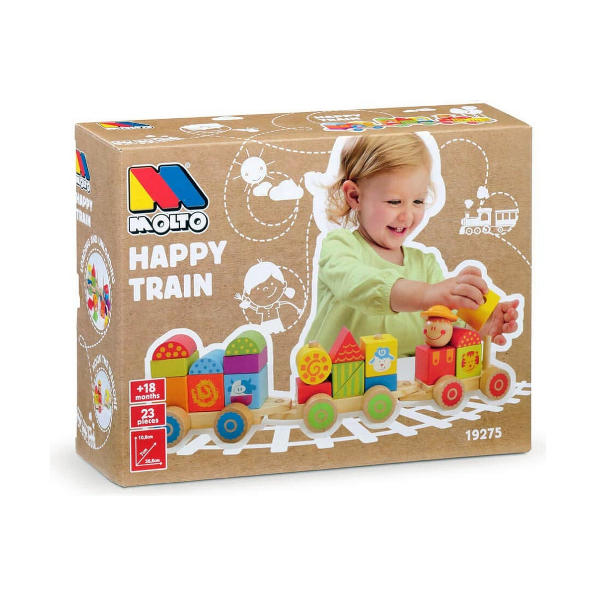 Moltó Happy Train - 23 Piece Wooden Baby Toy