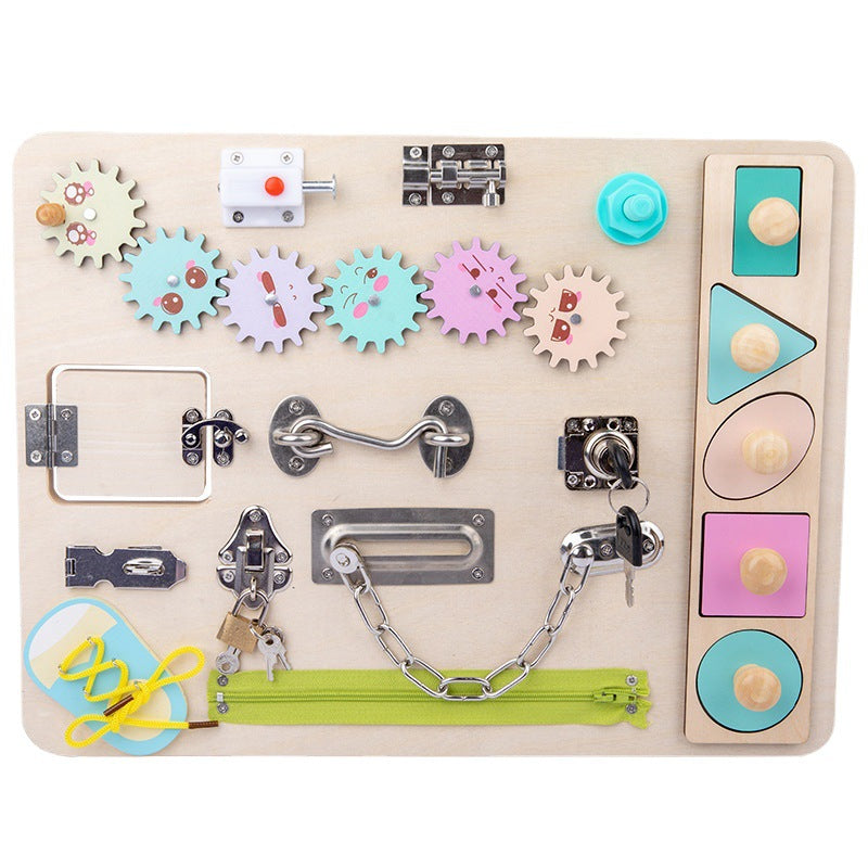 Wooden Colorful Busy Board Early Educational Toy