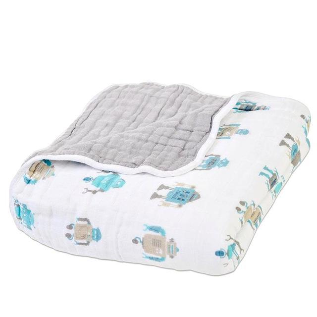 Robots Reversible Cotton Muslin Blanket