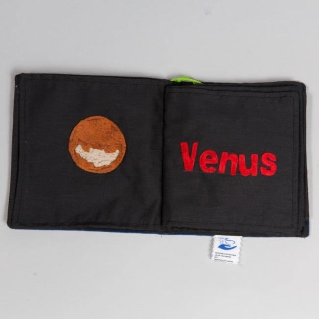 Increase your child’s awareness of their world (and beyond) with the Solar System Book! This book includes a page for each planet and an astronaut piece for play. This toy is a resource to teach children about planets and space, as well as reading and writing. Fun to play with others, or on-the-go; the Solar System Book is a versatile toy you and your child will love!