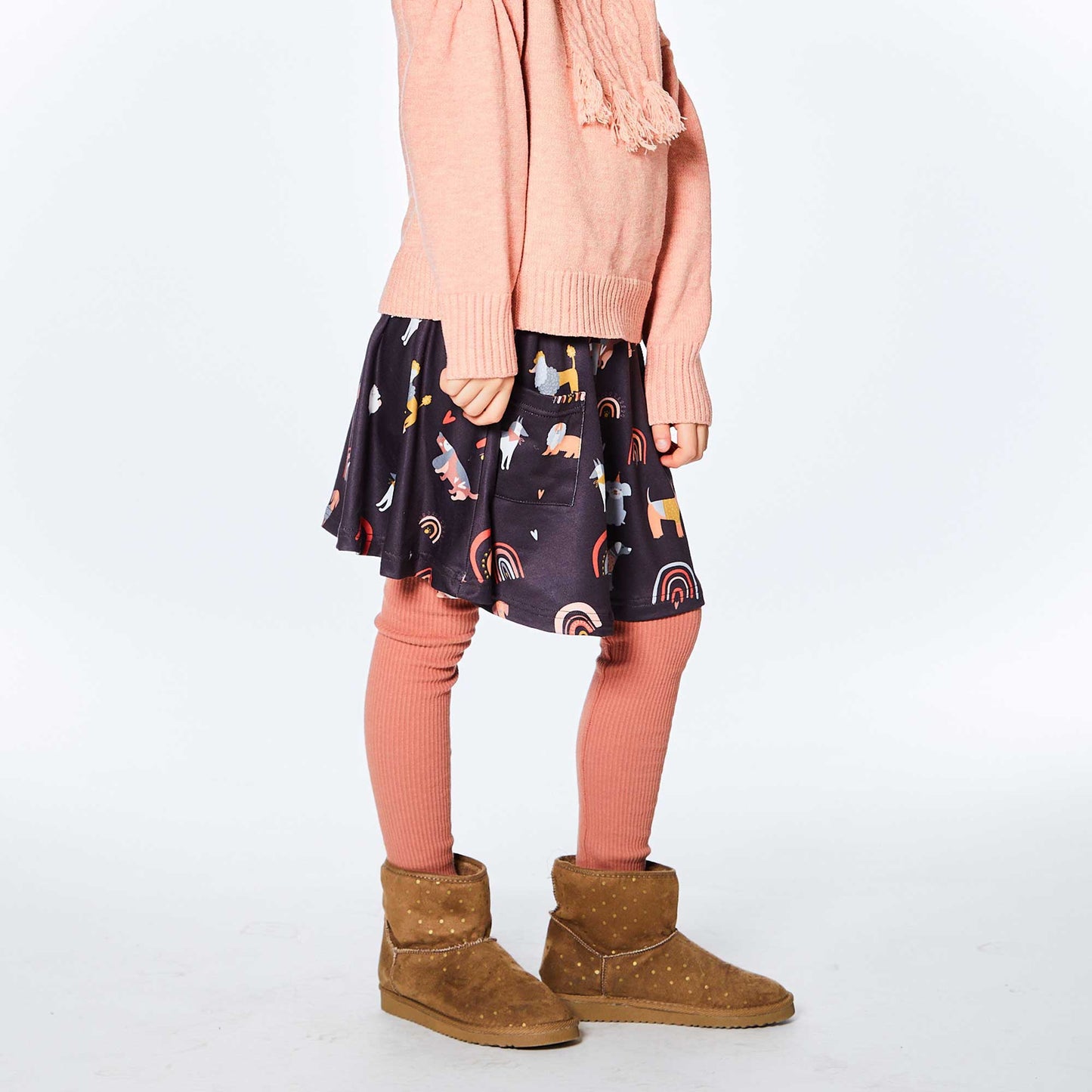 Printed Poodles Flared Skirt