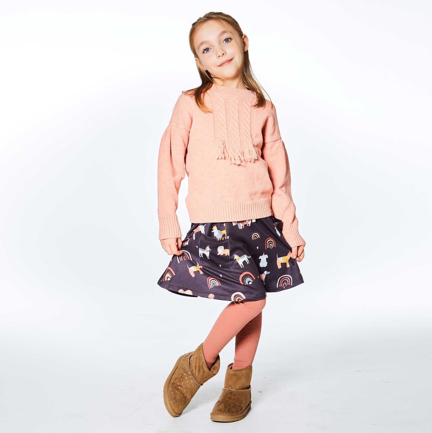Printed Poodles Flared Skirt