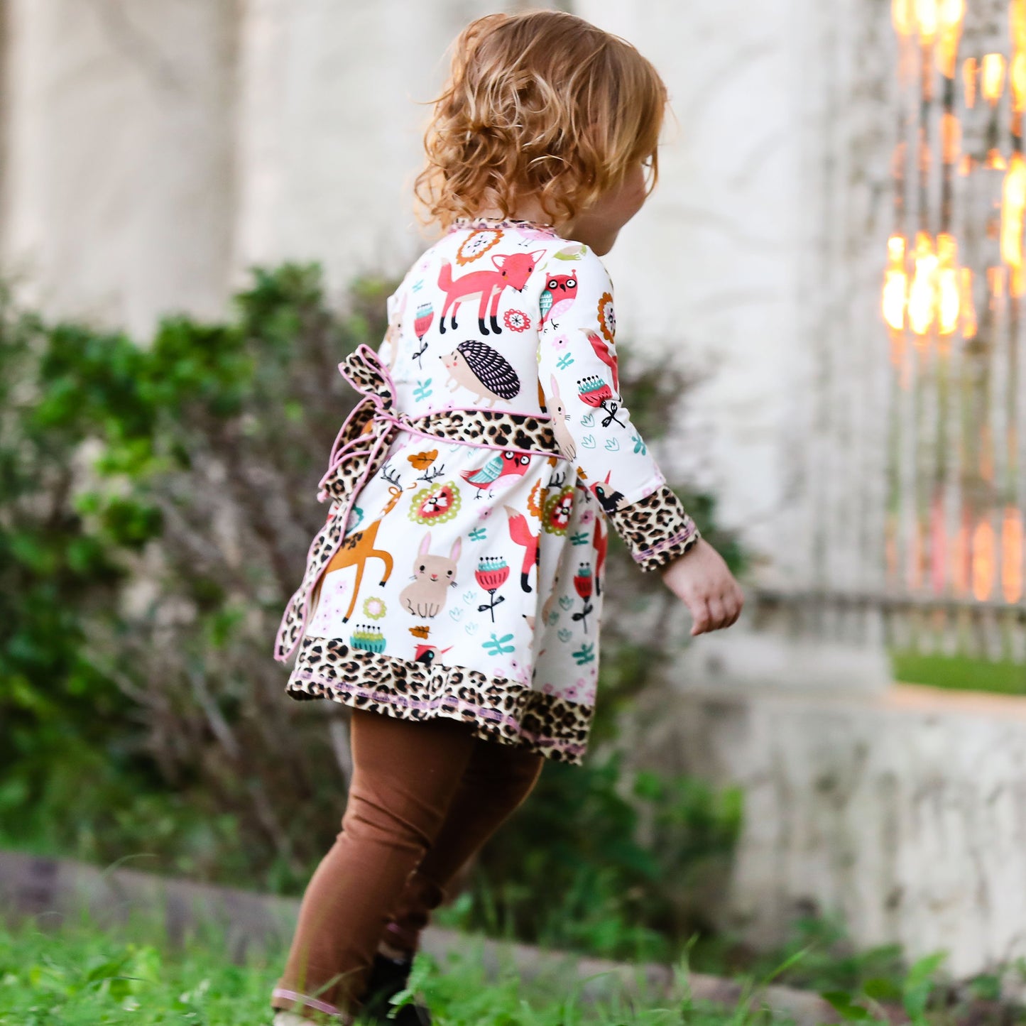 Girls Boutique Fall Forest Fox and Friends Dress & Leggings Set