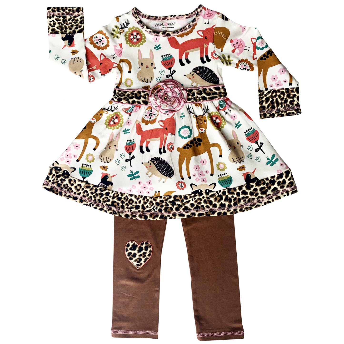 Girls Boutique Fall Forest Fox and Friends Dress & Leggings Set
