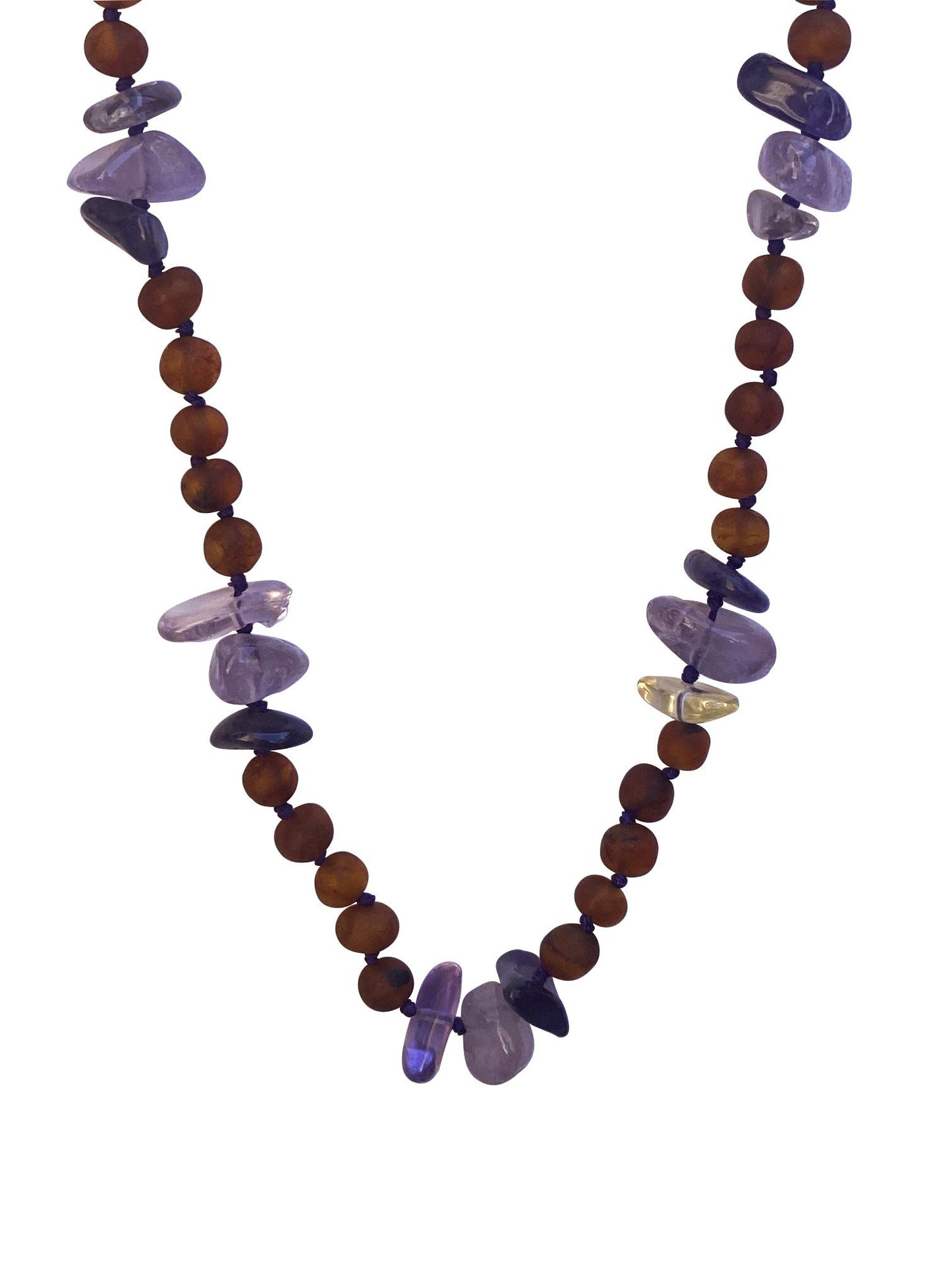 Cognac Amber + Amethyst Kids Necklace