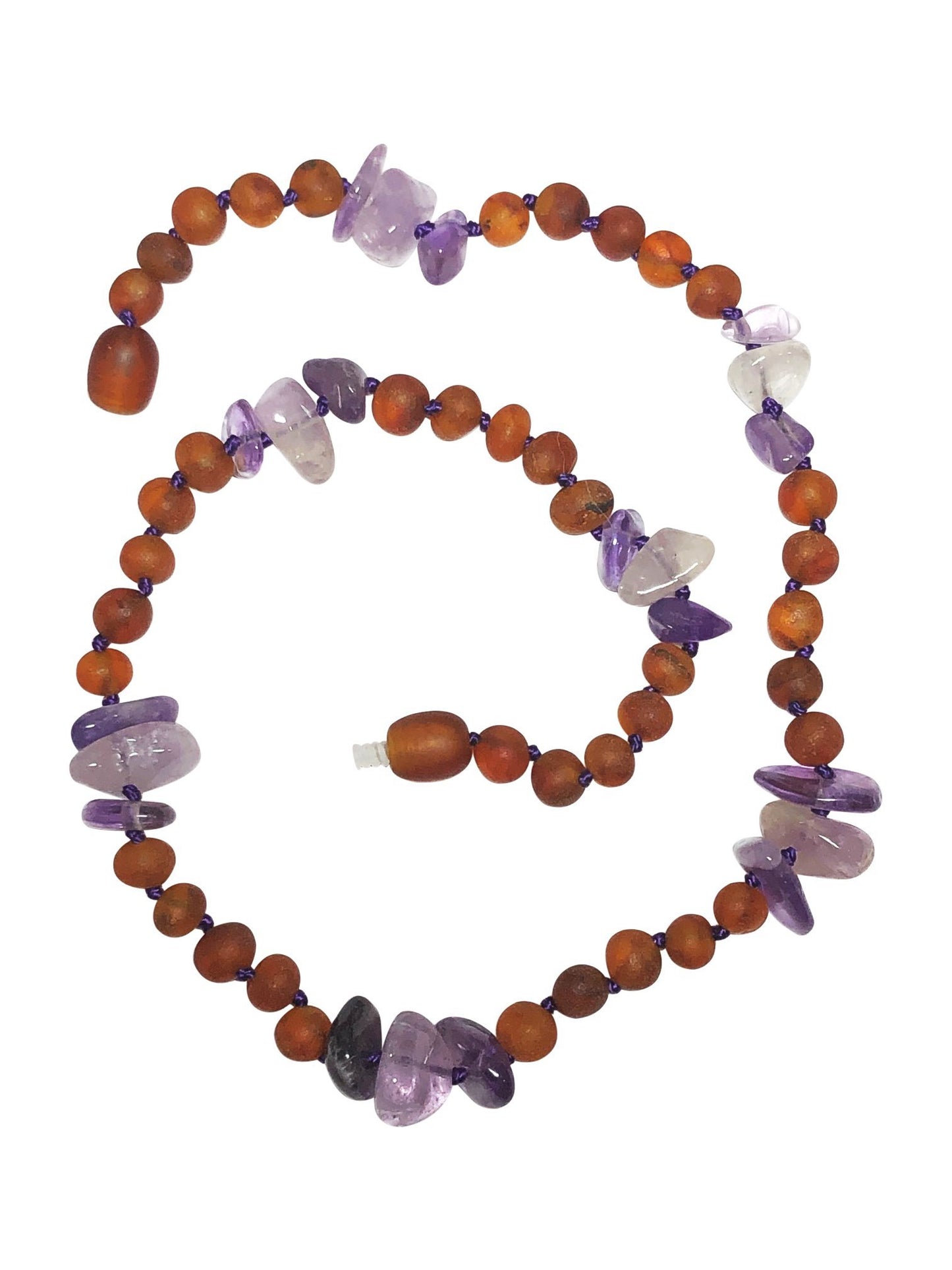 Cognac Amber + Amethyst Kids Necklace