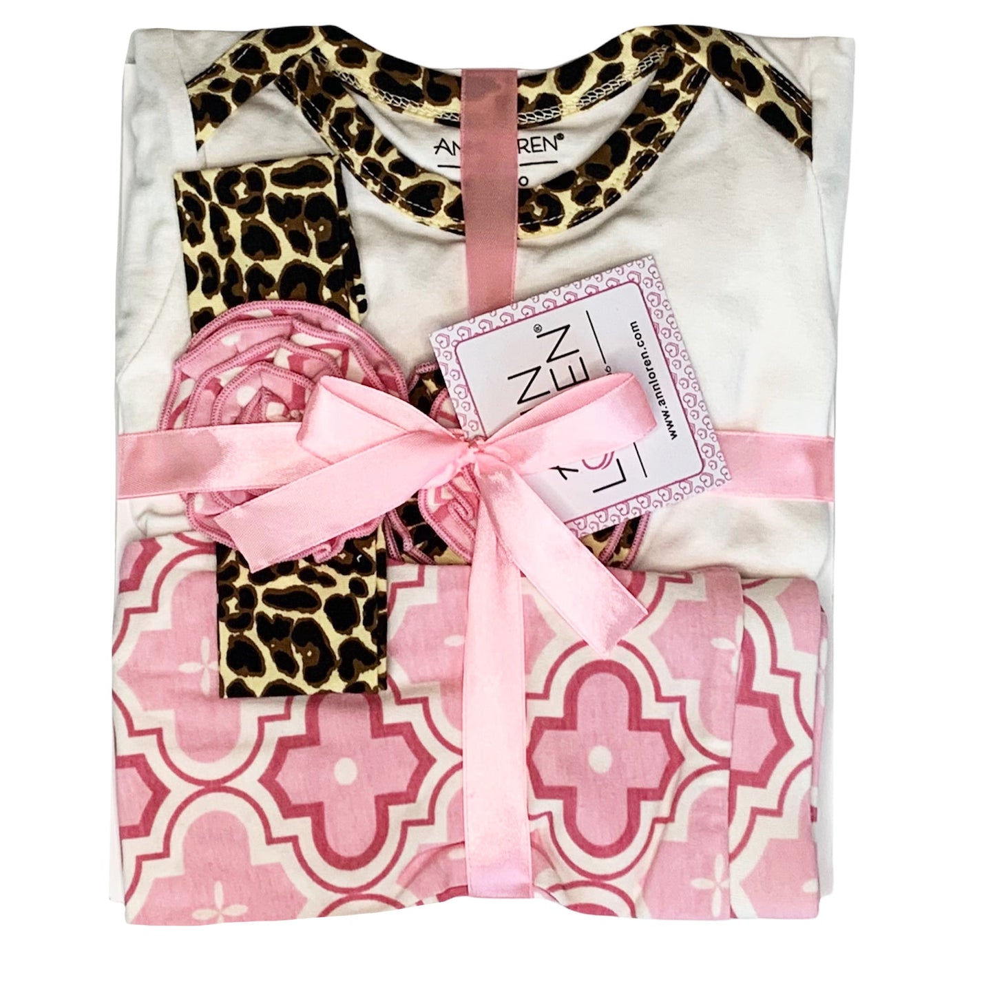 Baby Girls Layette Pink Leopard Onesie Pants Headband 3pc