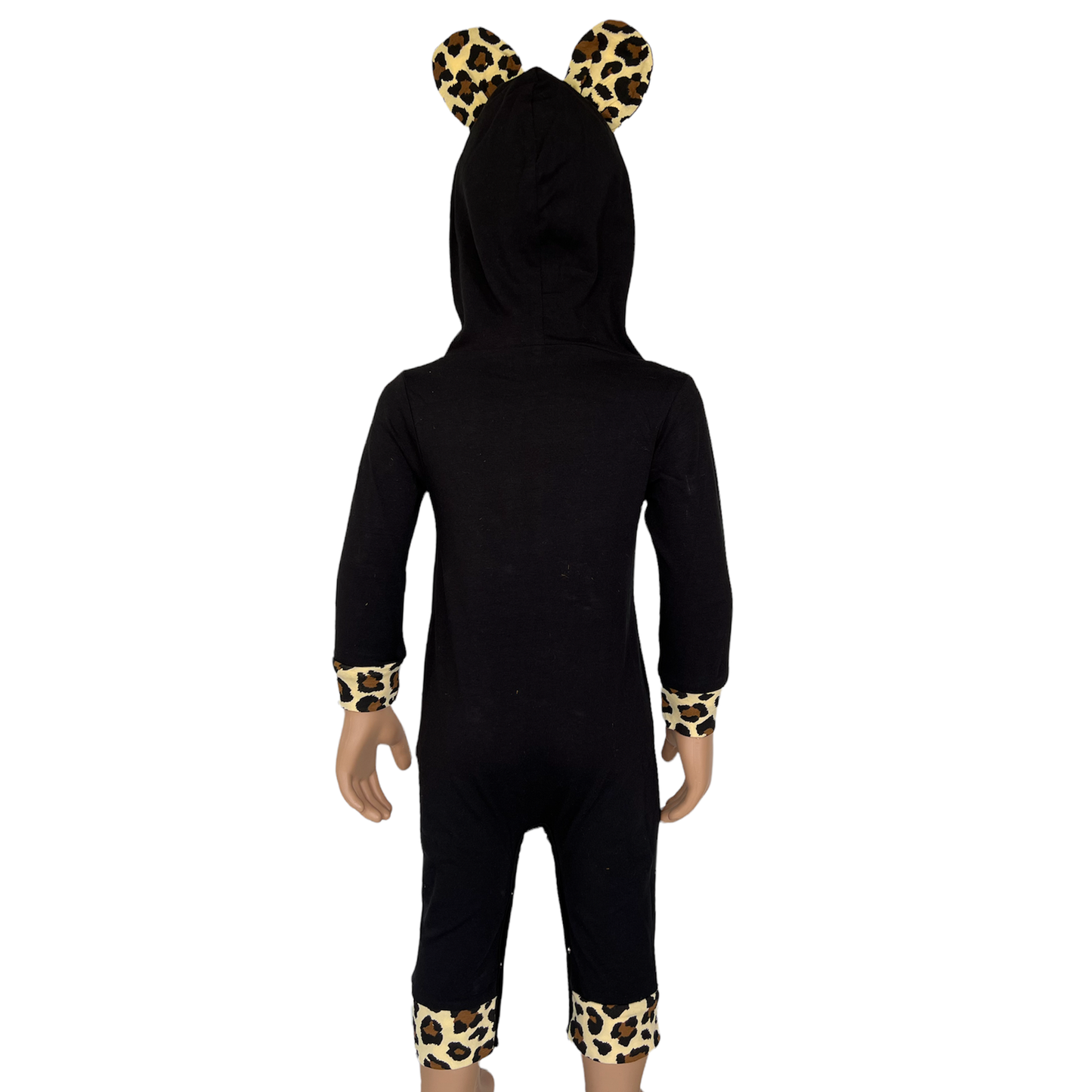 AnnLoren Girls Long Sleeve Leopard Heart Baby Toddler Romper Hoodie One Piece