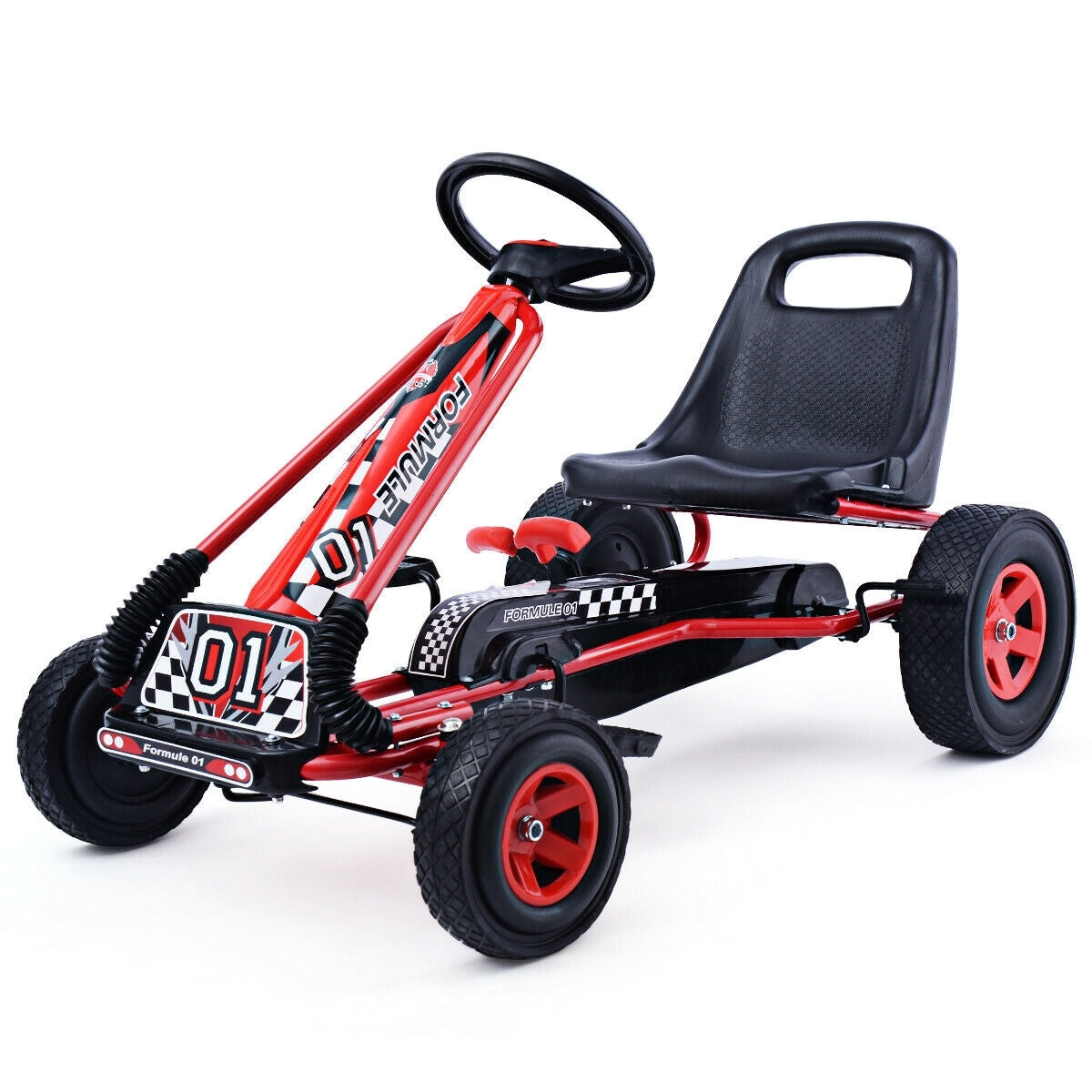 4 Wheels Kids Ride On Pedal Powered Bike Go Kart Racer Car - Red