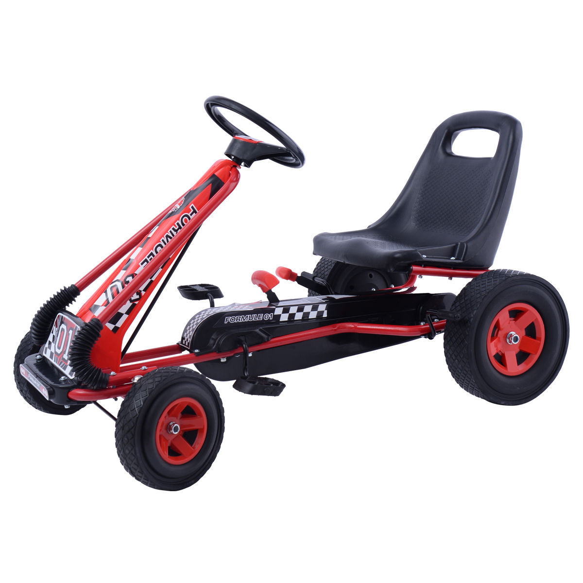 4 Wheels Kids Ride On Pedal Powered Bike Go Kart Racer Car - Red