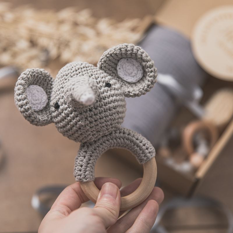 Hello World Newborn Baby Animal Rattle Gift Box