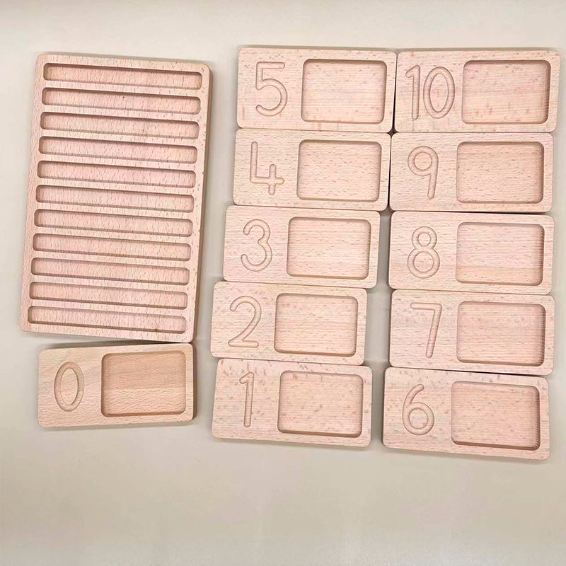 Wooden Montessori Counting Number Trays