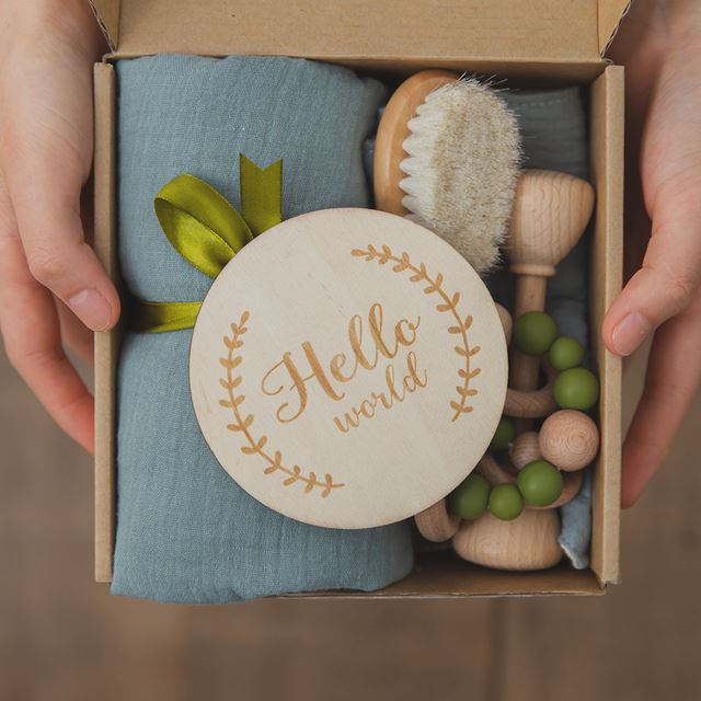 Hello World Newborn Baby Animal Rattle Gift Box