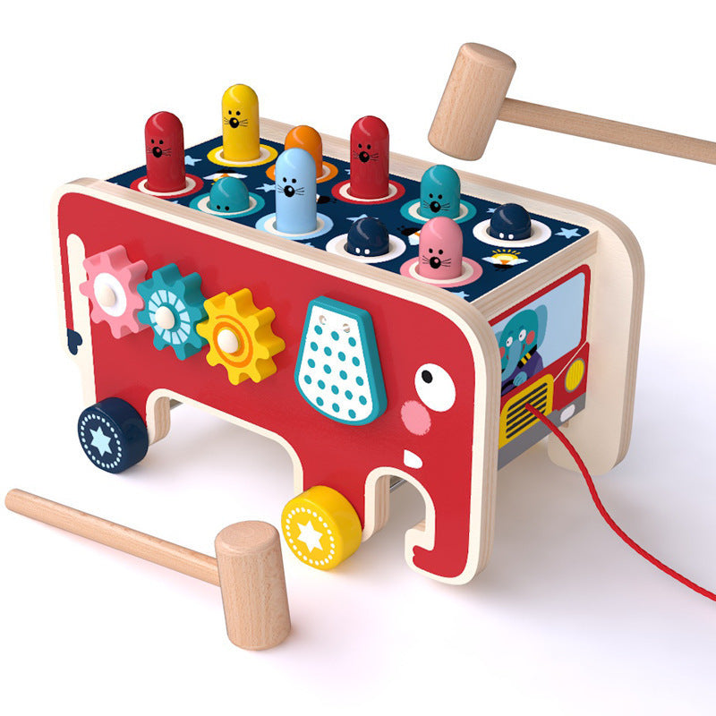 Toddlers Wooden Pounding Bench Musical Animal Bus