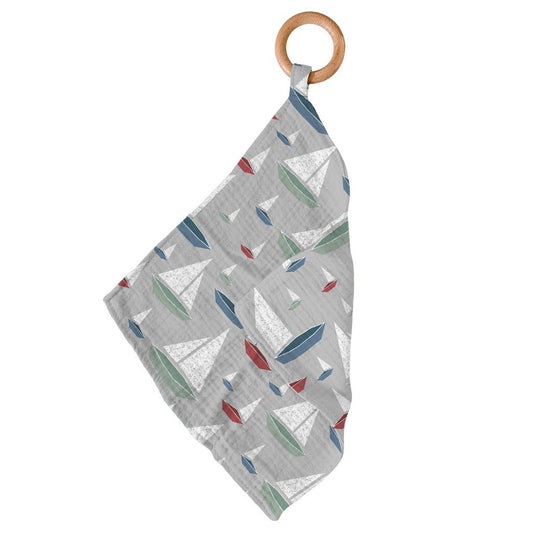 Marina Sailboats Bamboo Teether & Mini Blankie