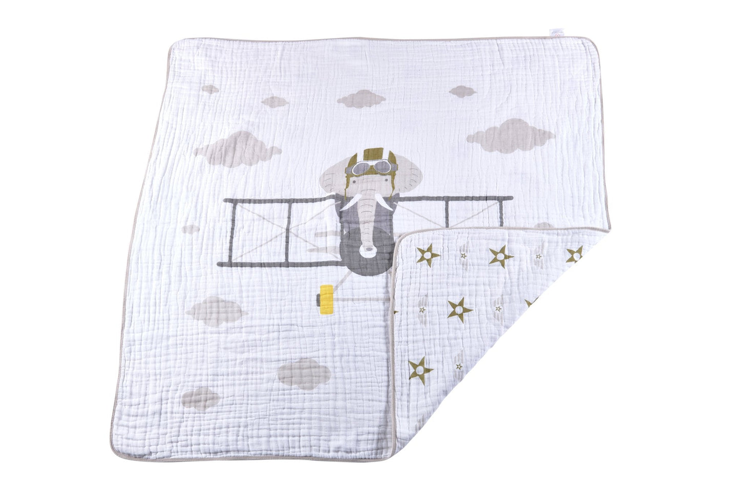 Flying Elephant Cotton Muslin Blanket - Reversible