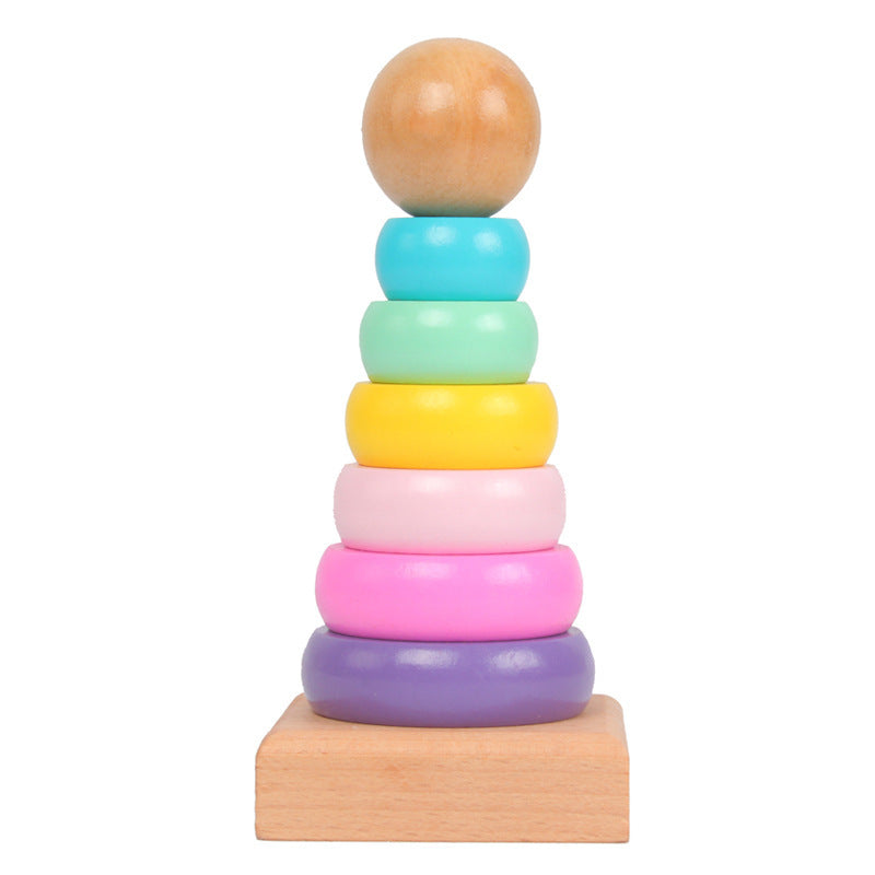 Rainbow Color Stacking Ring Tower Blocks Toddler Baby Toys
