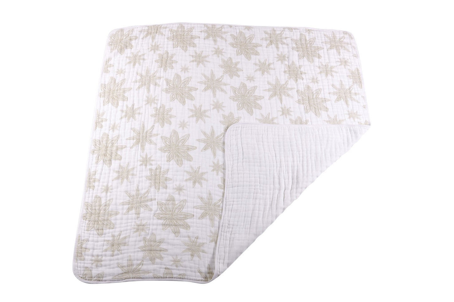 This elegantly designed floral blanket could double as a throw or be a great backdrop for a Tummy Time photo shoot in the park. Kids love snuggling up with this lush comfy, cozy, and cuddly four layer 100% natural cotton muslin blanket. Soft breathable and versatile blanket is made of natural cotton fibers. Perfect for home or on the go.