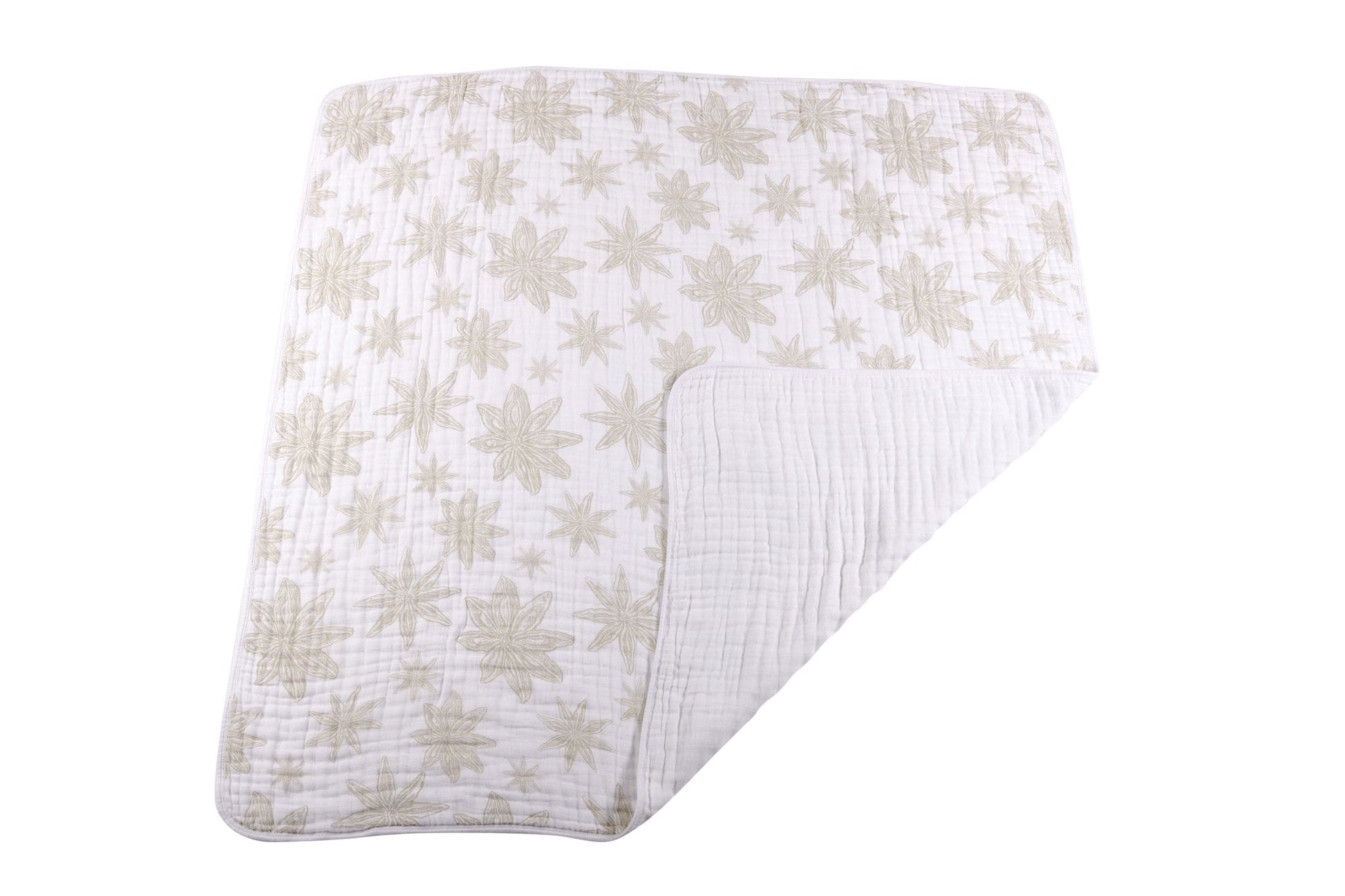 This elegantly designed floral blanket could double as a throw or be a great backdrop for a Tummy Time photo shoot in the park. Kids love snuggling up with this lush comfy, cozy, and cuddly four layer 100% natural cotton muslin blanket. Soft breathable and versatile blanket is made of natural cotton fibers. Perfect for home or on the go.