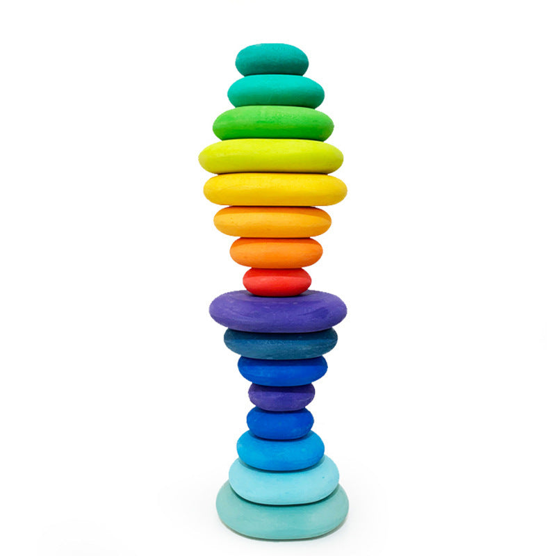 Wooden Colored Stones Jenga Stackable Blocks