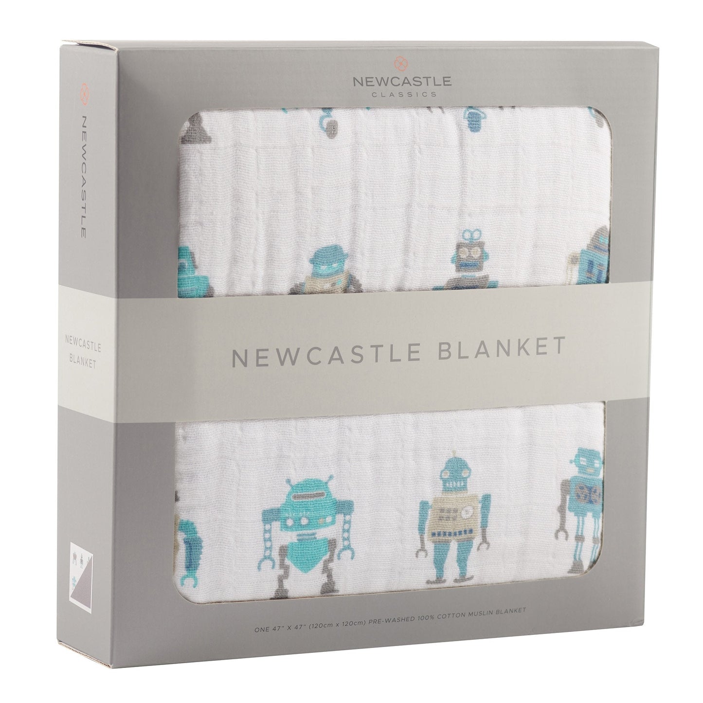 Robots Reversible Cotton Muslin Blanket