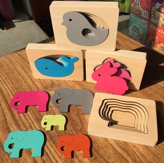 Children's Animals Multi-layer Wooden Puzzle Toy Sets
