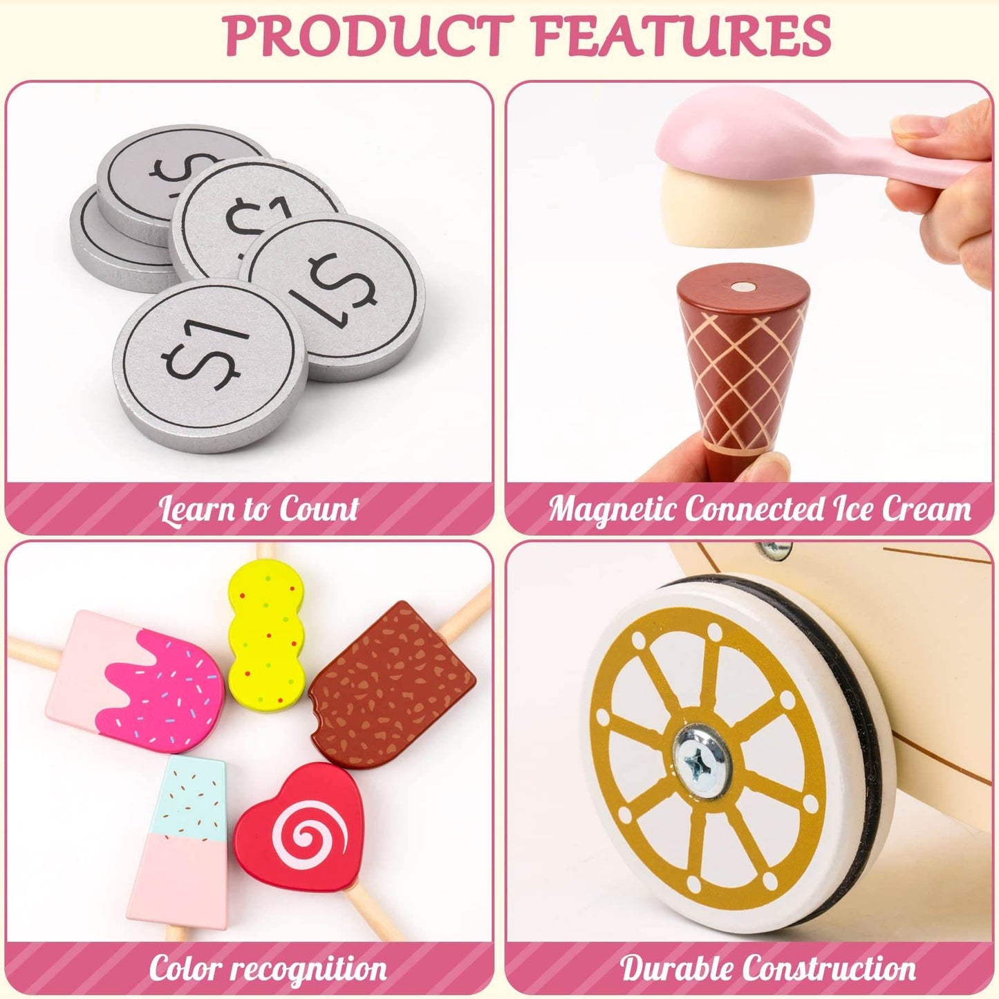 Wooden Ice Cream & Candy Cart