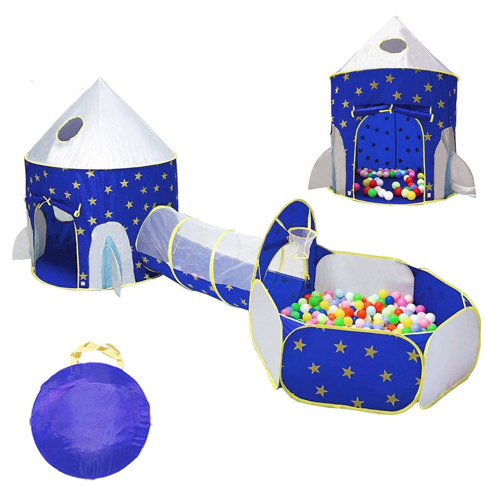 rocket tent 3 In1 Spaceship Children’s Play Tent Rocket Ocean Ball Pit Pool Kids House