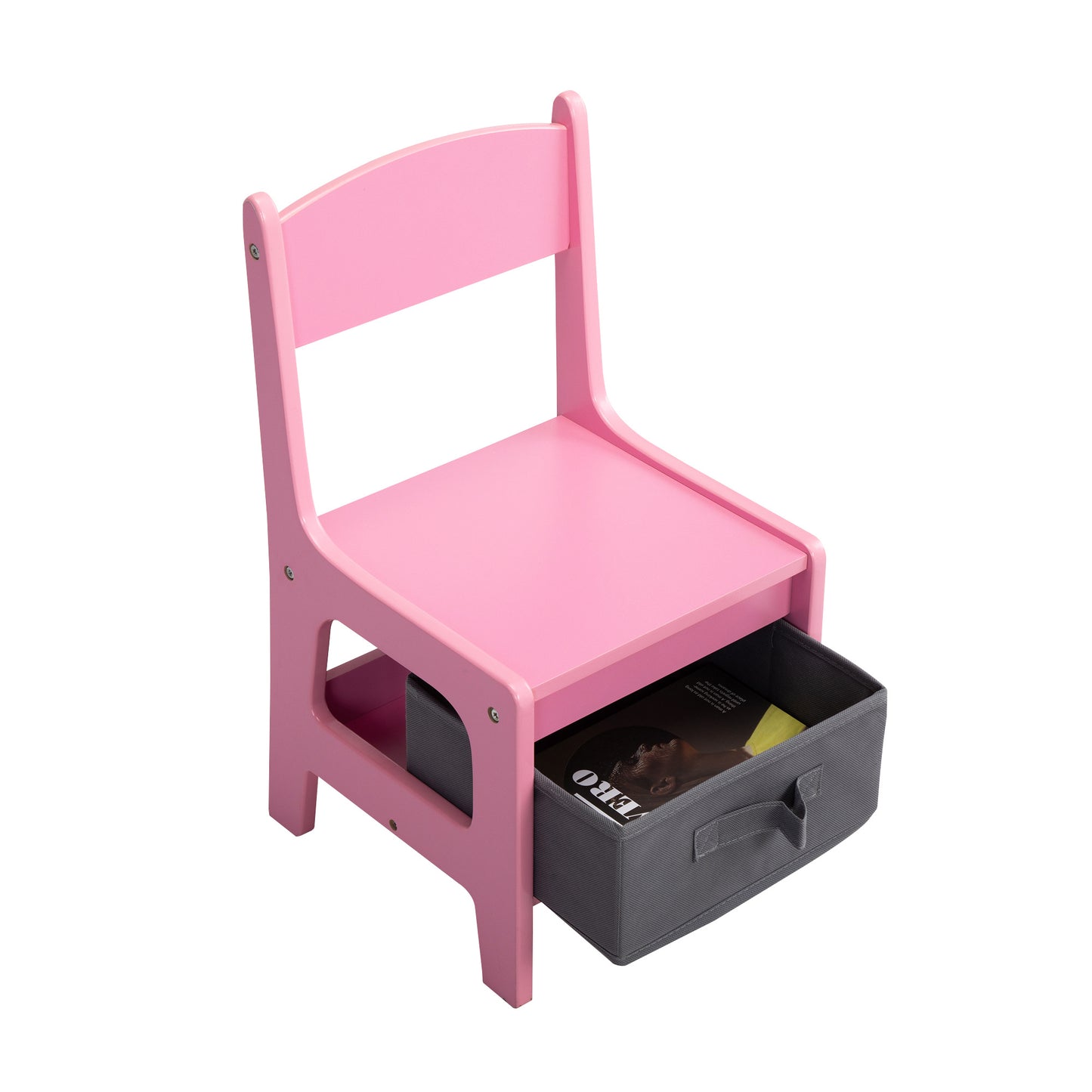 3-in-1 Kids Wood Table and 2 Chairs, Activity Table Set w/ Storage, Blackboard, Double-Sided Table