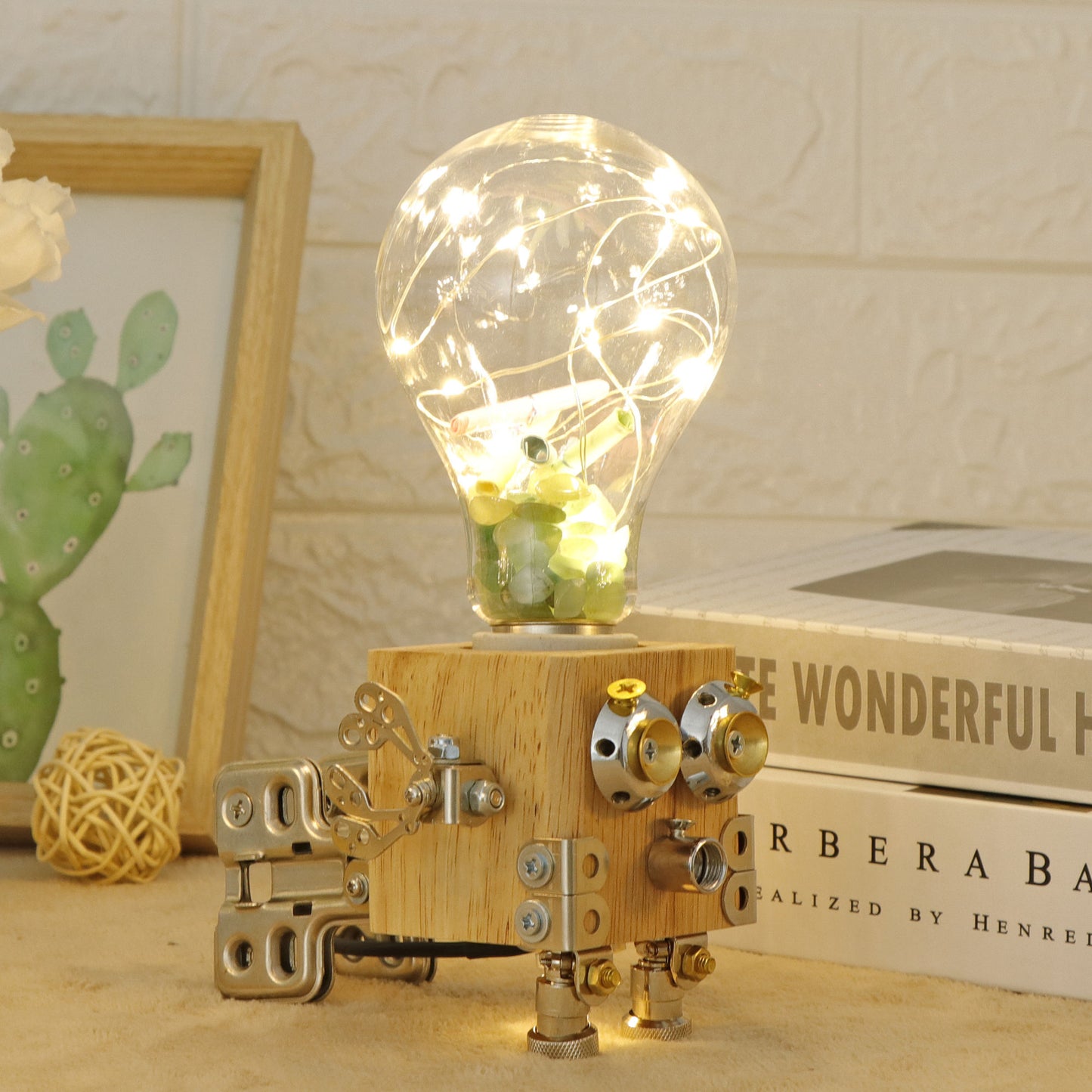 3D Wooden Puzzle DIY Robotic Lamp LED Light