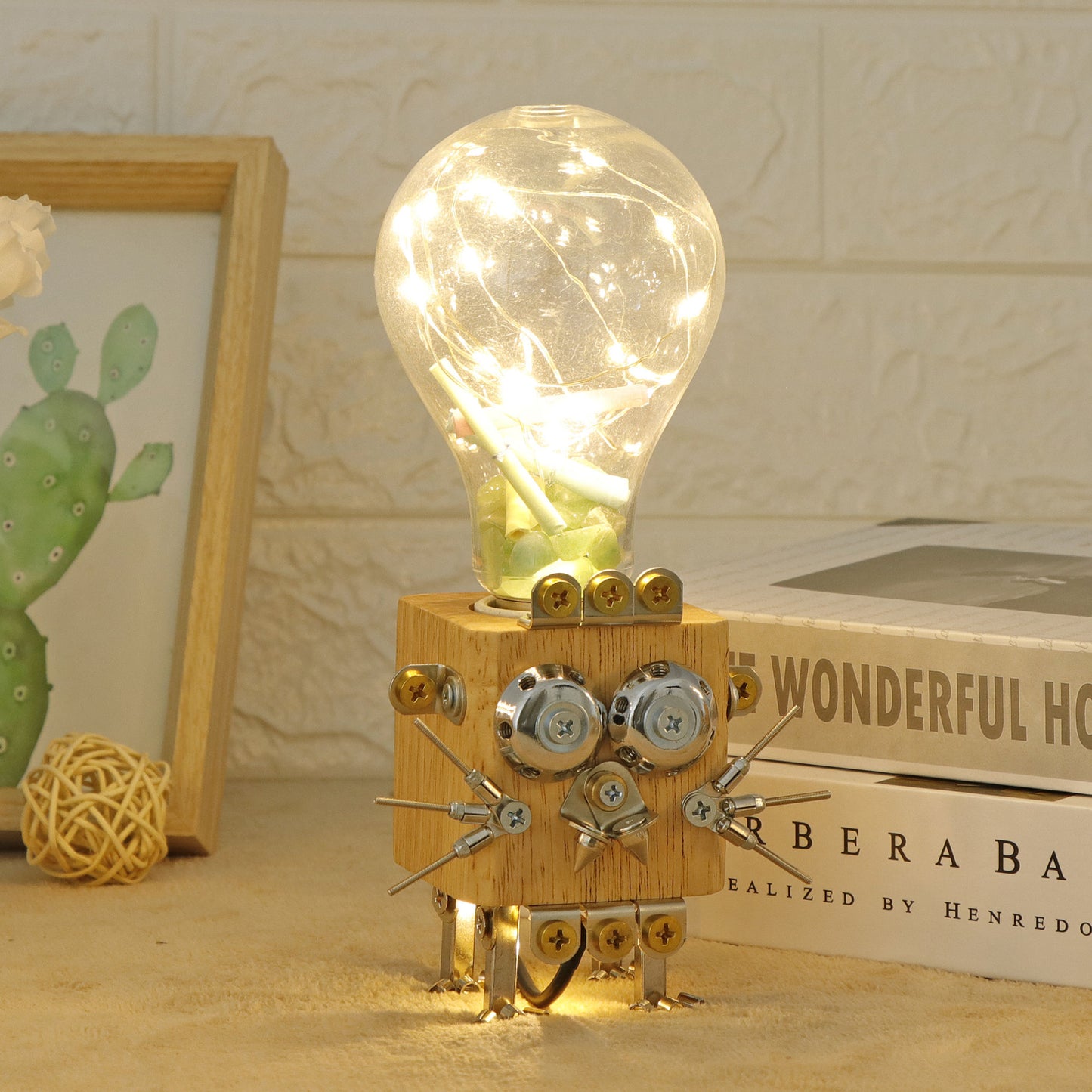 3D Wooden Puzzle DIY Robotic Lamp LED Light