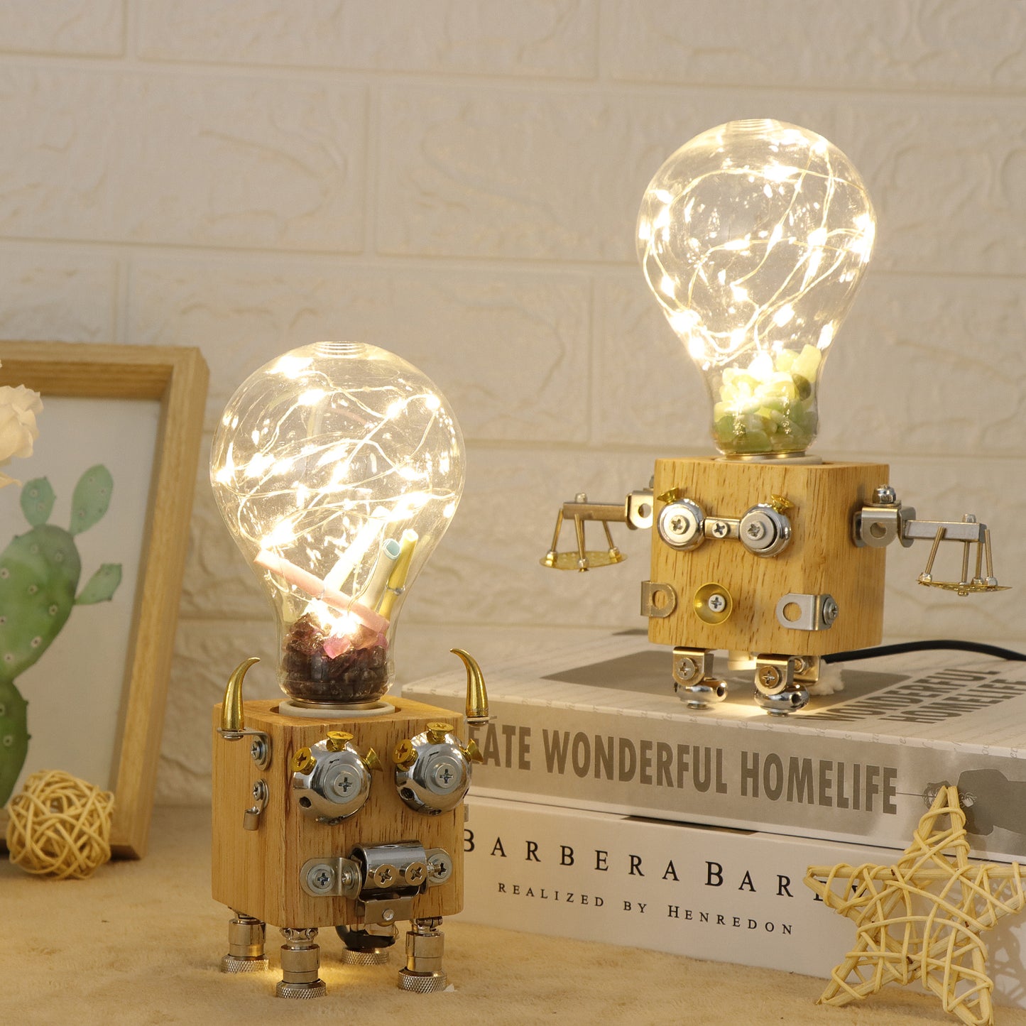 3D Wooden Puzzle DIY Robotic Lamp LED Light