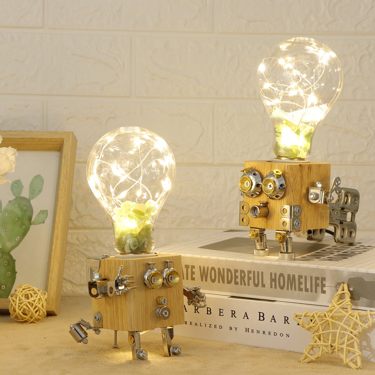 3D Wooden Puzzle DIY Robotic Lamp LED Light