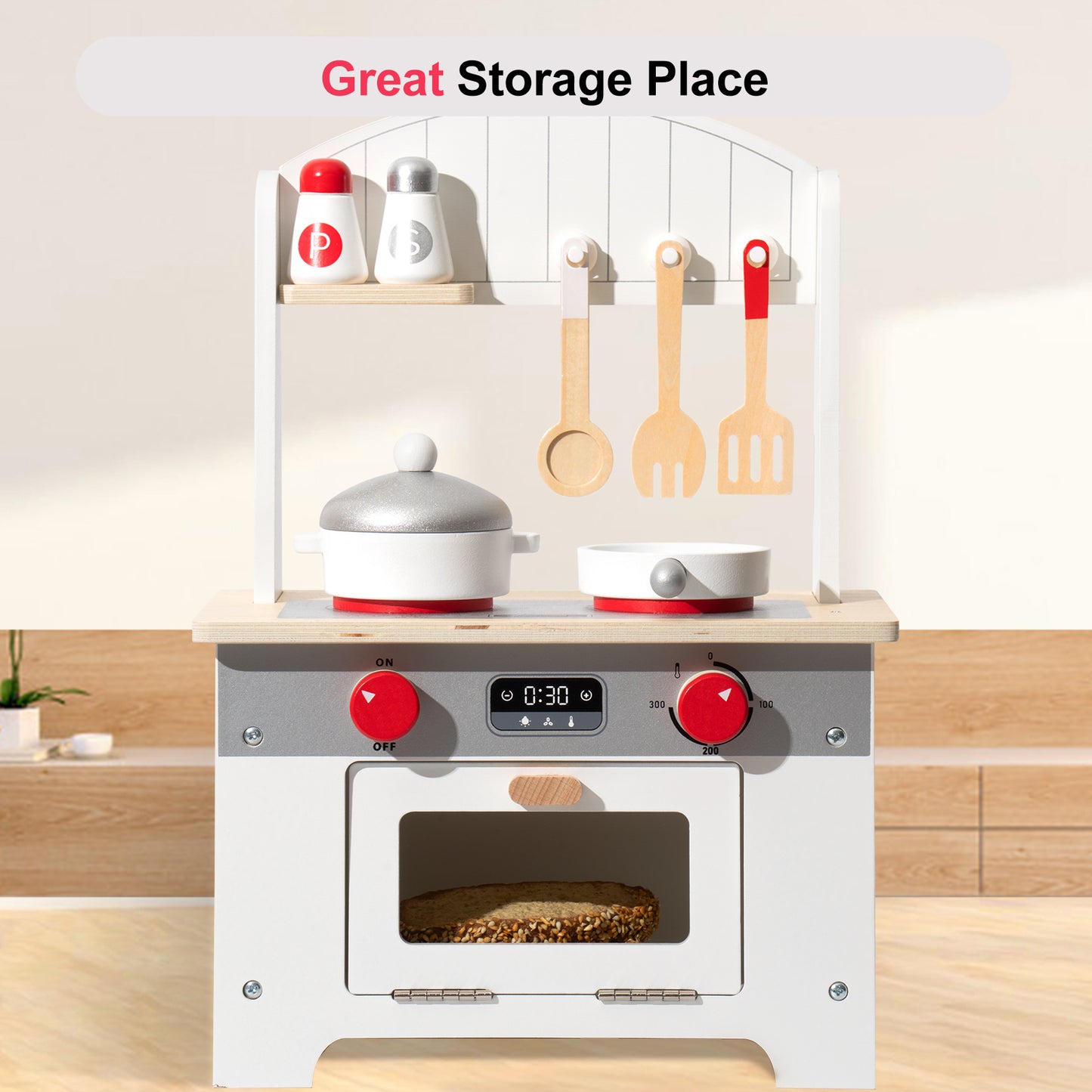 Children's White Wooden Gourmet Kitchen Play Set