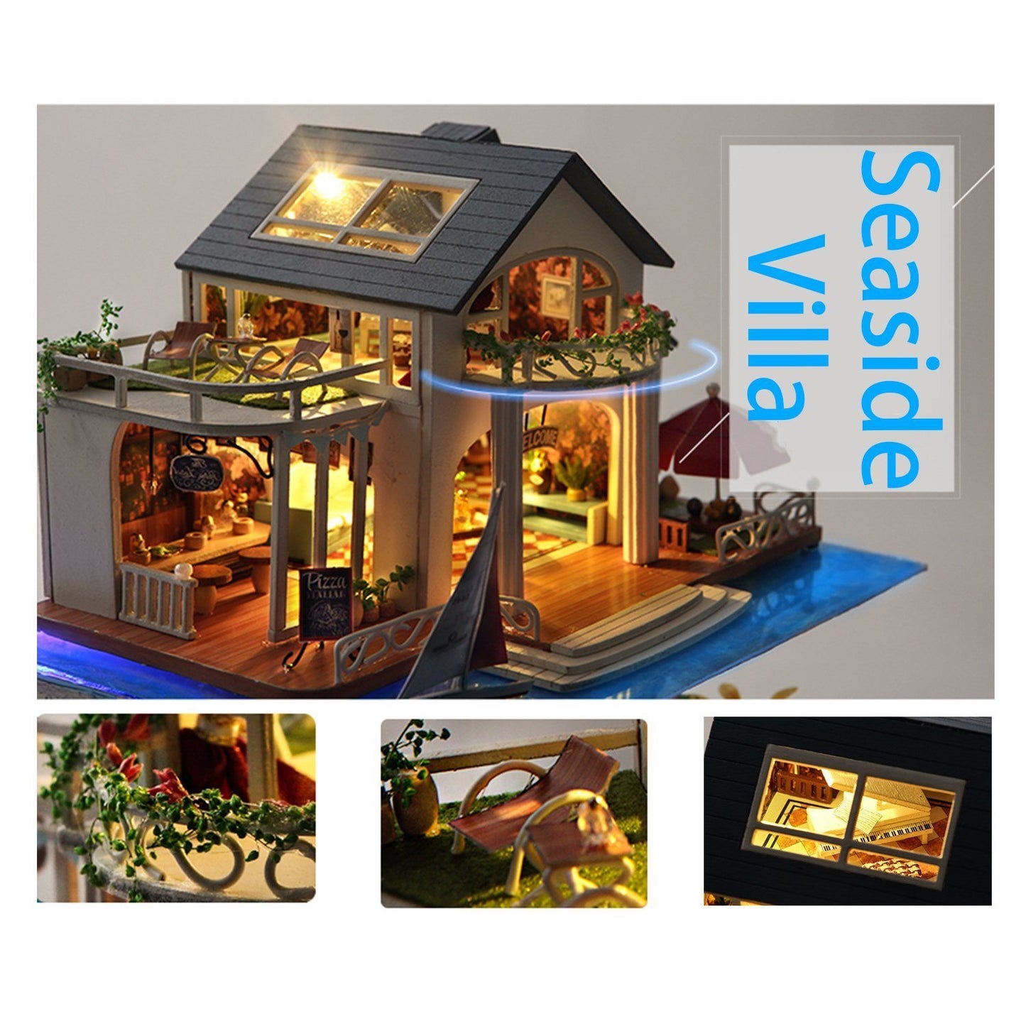 Dream Hawaii Seaside Villa - DIY Miniature Wooden Dollhouse Kit