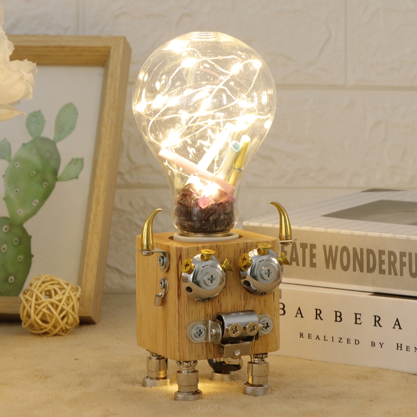 3D Wooden Puzzle DIY Robotic Lamp LED Light