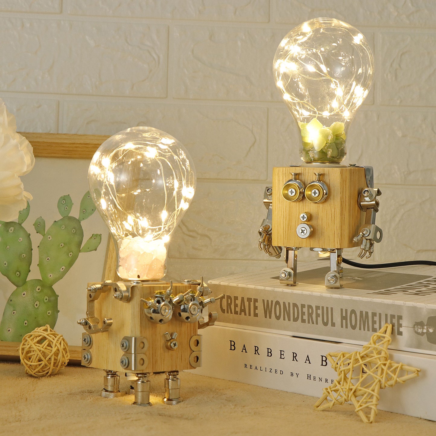 3D Wooden Puzzle DIY Robotic Lamp LED Light