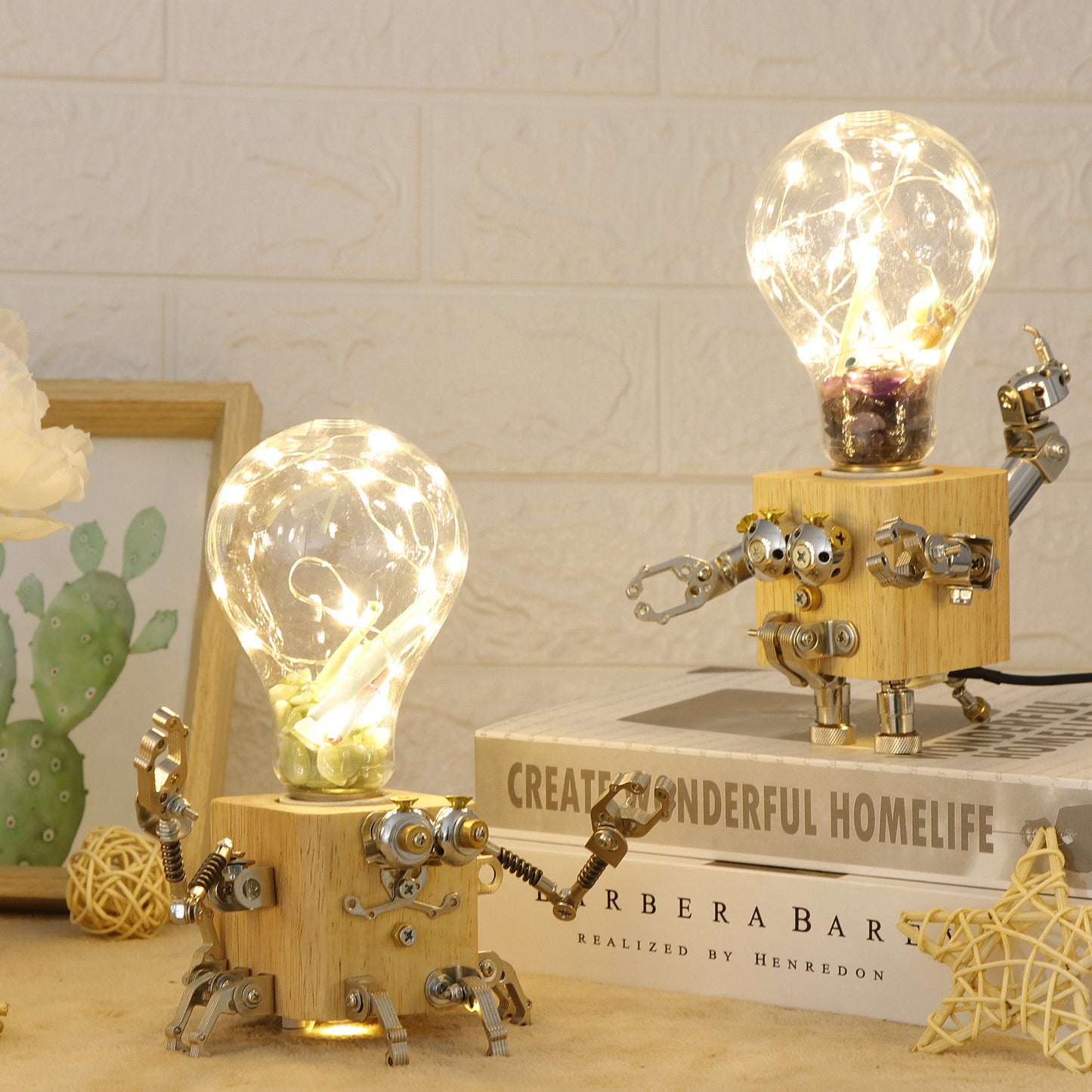3D Wooden Puzzle DIY Robotic Lamp LED Light