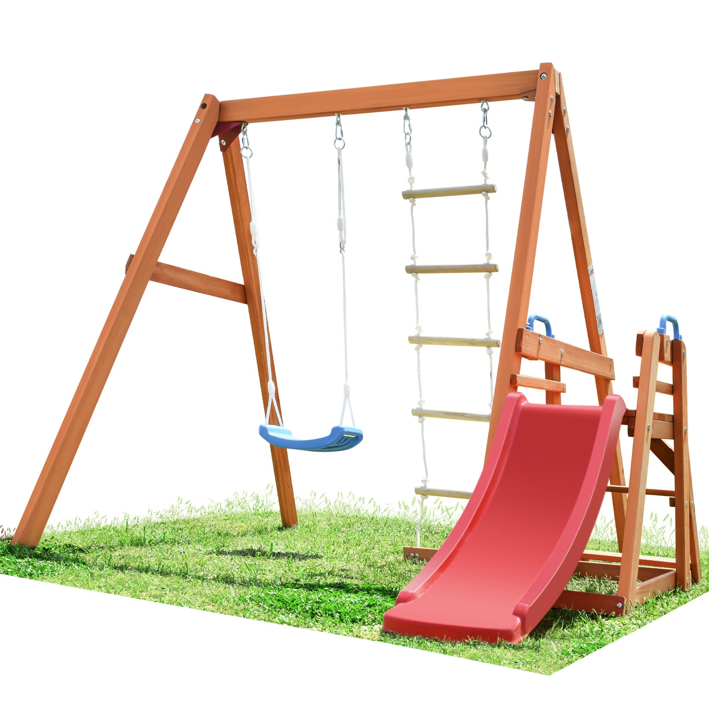 Outdoor Wooden Swing-N-Slide Play Set