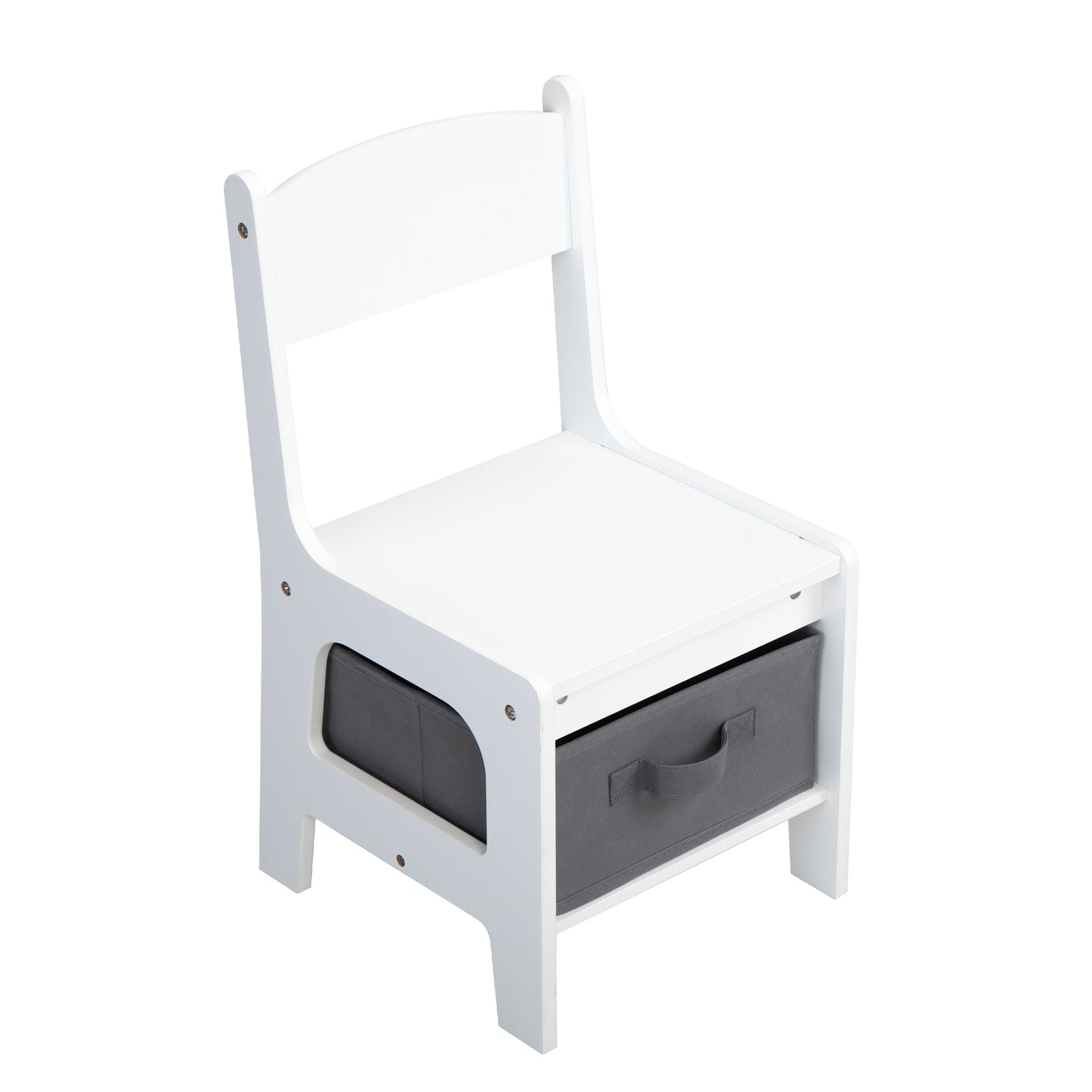 3-in-1 Kids Wood Table and 2 Chairs, Activity Table Set w/ Storage, Blackboard, Double-Sided Table