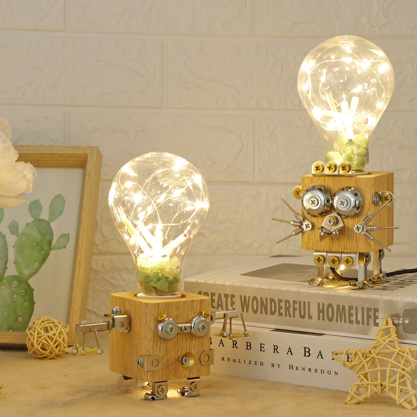 3D Wooden Puzzle DIY Robotic Lamp LED Light